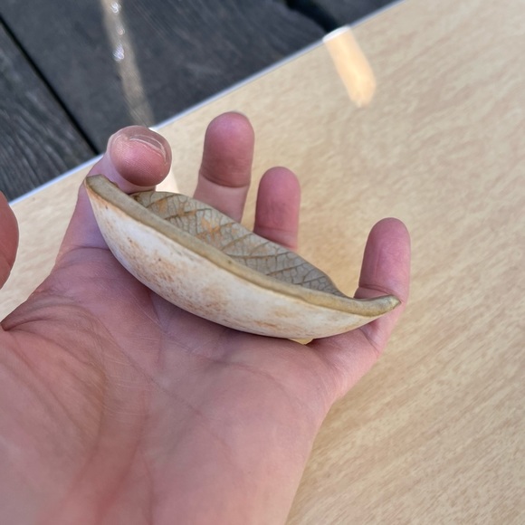 Handmade Ceramic Pressed Leaf Bowl Dish By Annette Trujillo - Picture 10 of 15